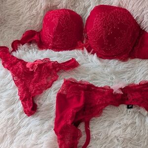 Victoria's Secret Red Lace Bra Set